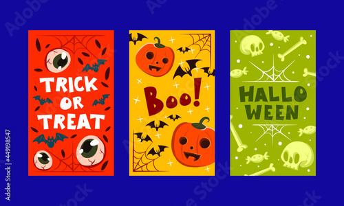 happy halloween card collection with funny illustration