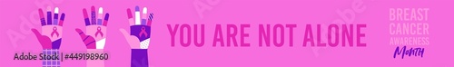 Breast Cancer month pink woman hand team banner