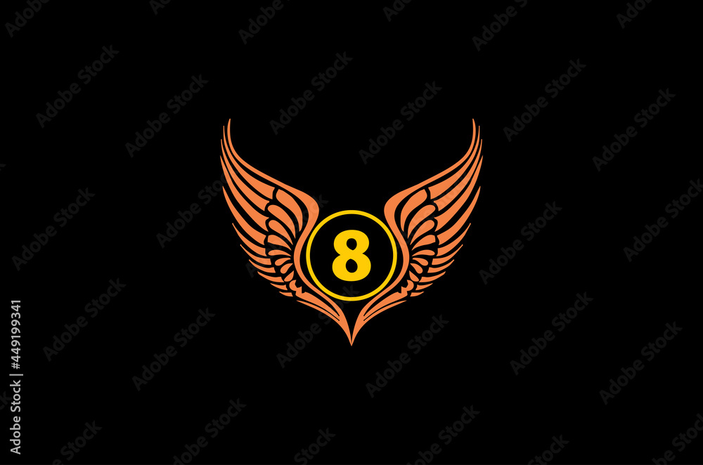 Obraz premium winged number 08 vector logo concept