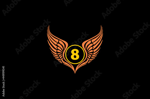 winged number 08 vector logo concept