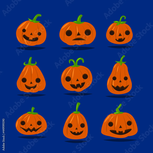 cute pumpkin faces with different expression