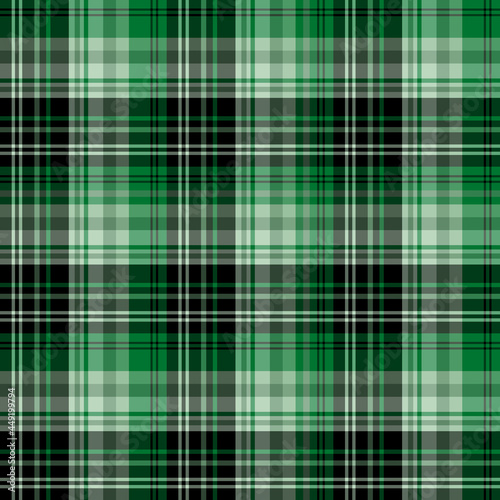 Seamless pattern in green and black colors for plaid, fabric, textile, clothes, tablecloth and other things. Vector image.