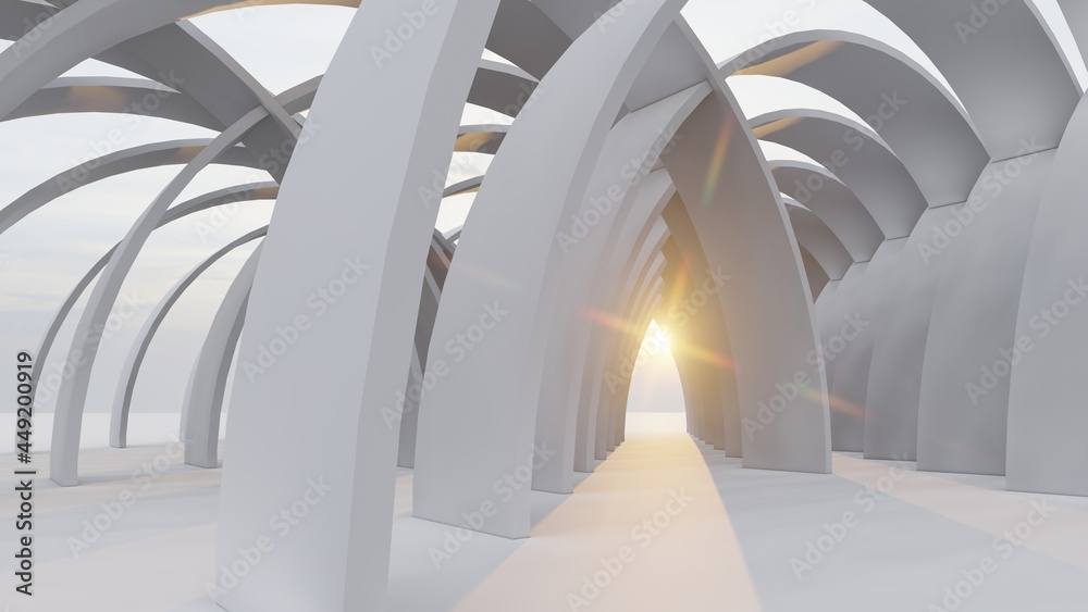 Fototapeta premium Abstract architecture background arched interior 3d render