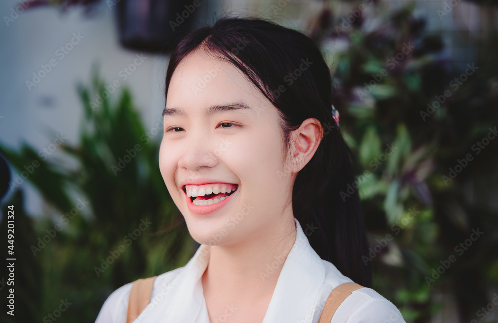 lovely woman happy in the garden lovely woman happy in the garden