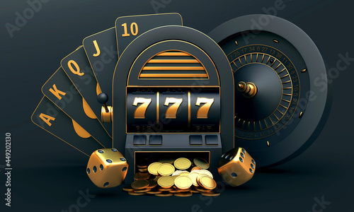 casino slot machine 3d render illustration 