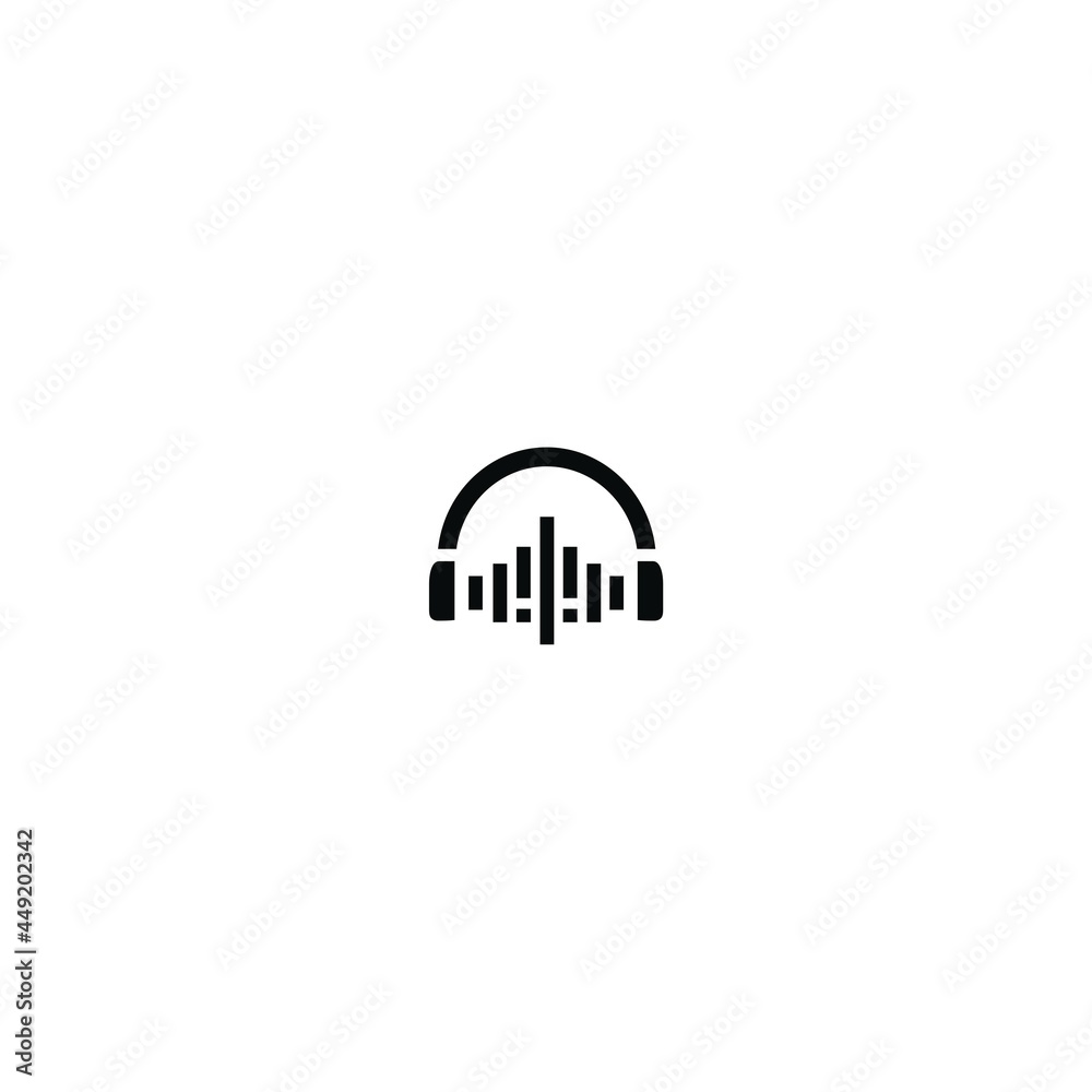 Headset headphone with microphone logo design vector template Music earphone icon illustration Headset headphone with microphone logo design vector template Music earphone icon illustration