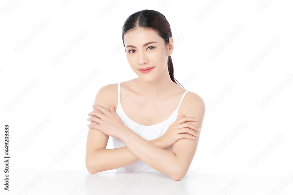 Beautiful young asian woman with clean fresh skin on white background, Face care, Facial treatment, Cosmetology, beauty and spa, Asian women portrait. Beautiful young asian woman with clean fresh skin on white background, Face care, Facial treatment, Cosmetology, beauty and spa, Asian women portrait.