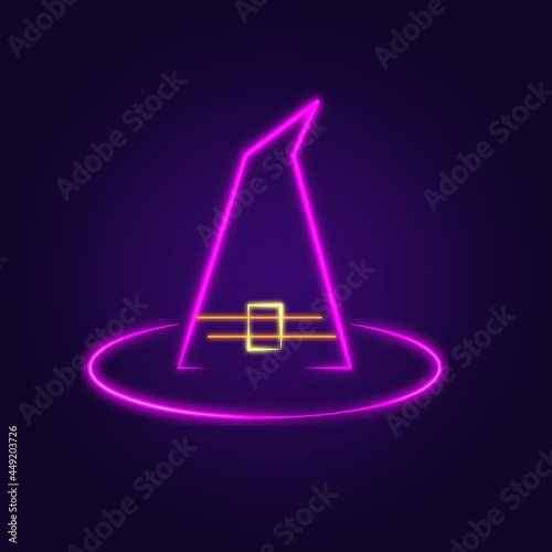 Witch hat icon in neon style