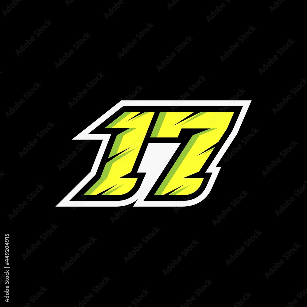 Racing number 17 logo on black background Stock Vector Adobe Stock