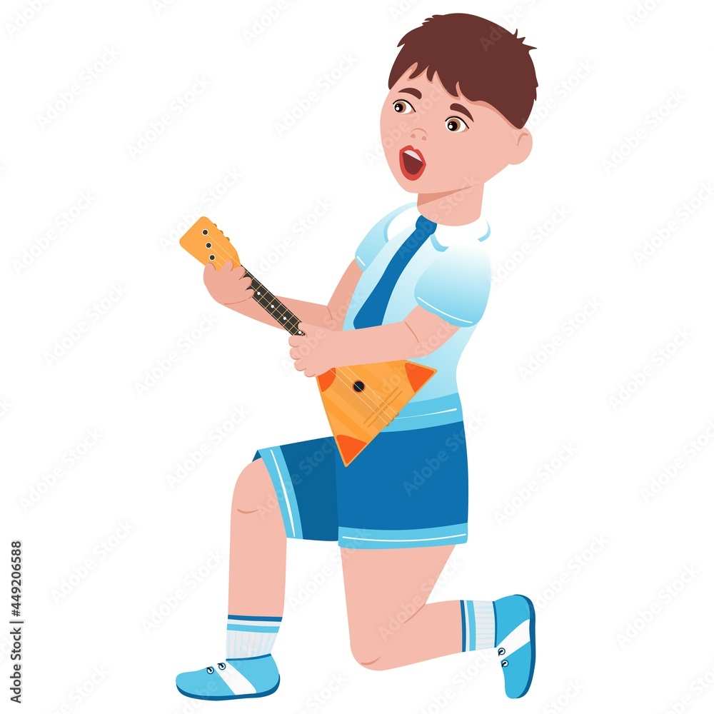 Balalaika. The character plays the balalaika. Vector. Cartoon style. Balalaika. The character plays the balalaika. Vector. Cartoon style.