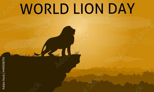 World lion day. Vector silhouette illustration. Suitable for banner, poster, campaign and greeting card. 