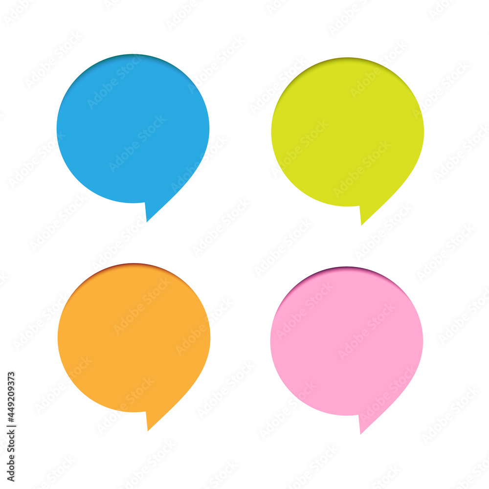 Colorful paper speech bubble on white background Colorful paper speech bubble on white background