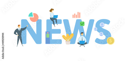 News  concept with keyword  people and icons. Flat vector illustration. Isolated on white.