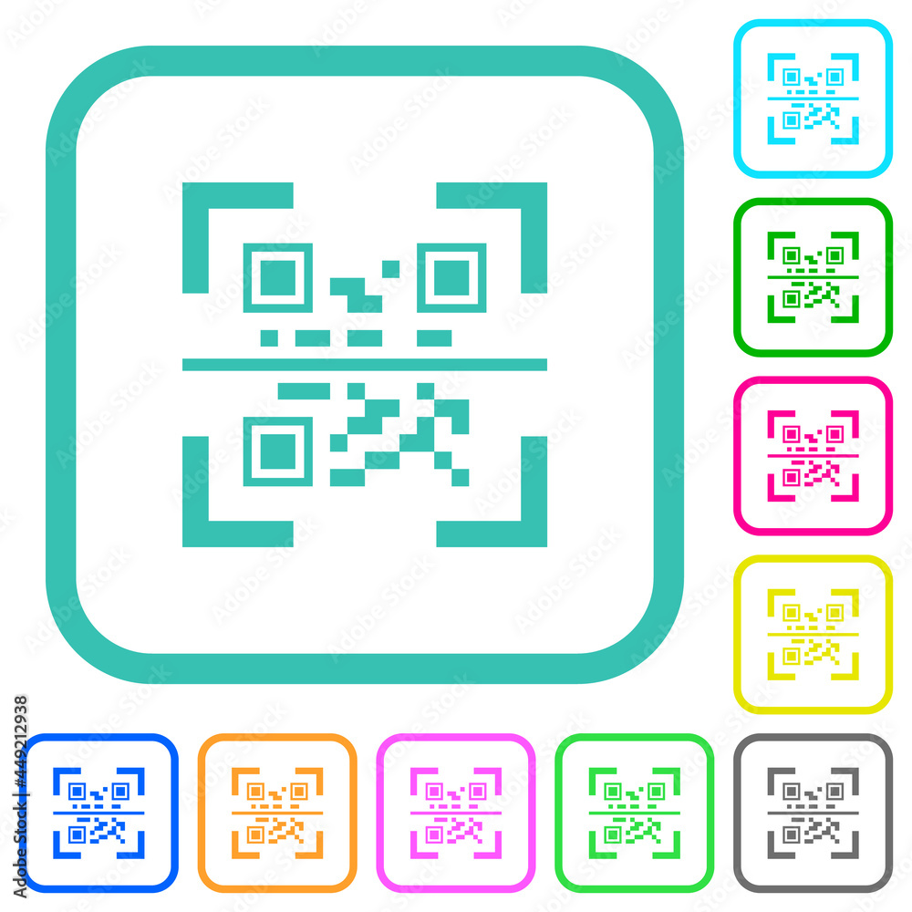 QR code scanning vivid colored flat icons
