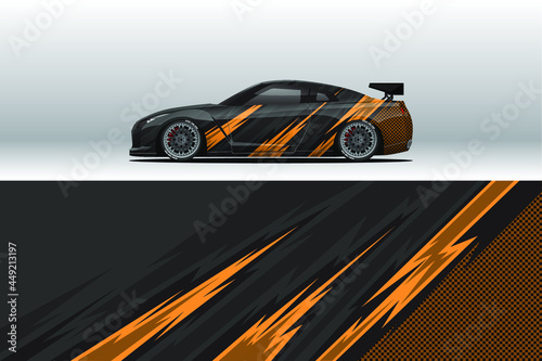 Car wrap decal designs. Abstract racing and sport background for racing livery or daily use car vinyl sticker. Decal vector eps ready print.