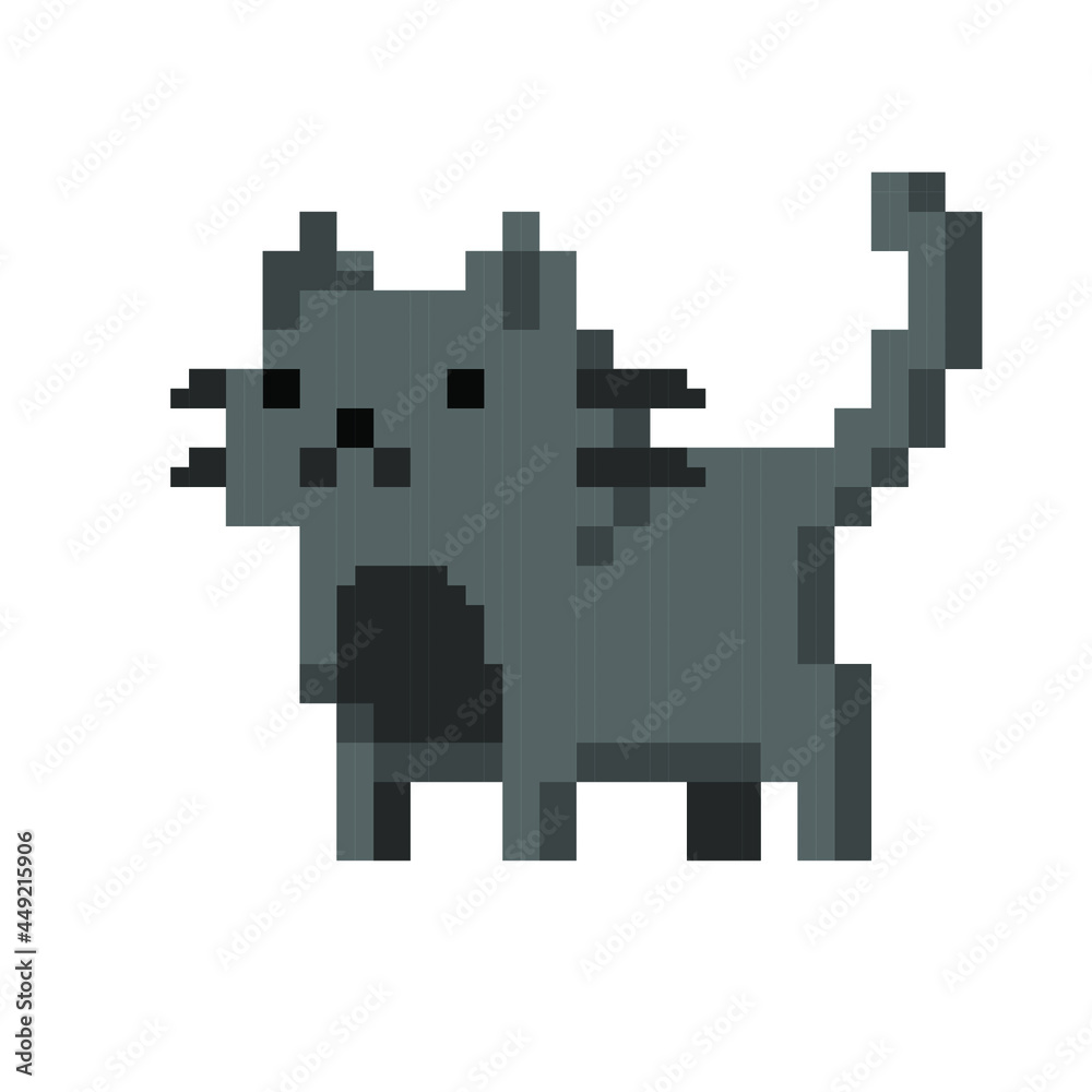 Cute kitten domestic pet pixel art - isolated vector illustration Cute kitten domestic pet pixel art - isolated vector illustration