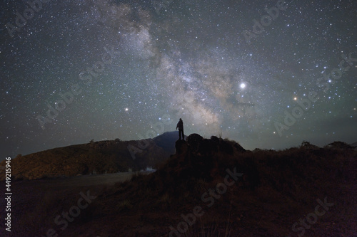 Night time long exposure landscape photography.the milky way