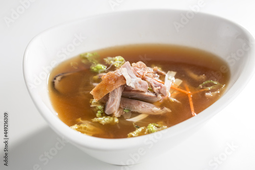 Asian Pork Soup with mushroom isolated on white background
