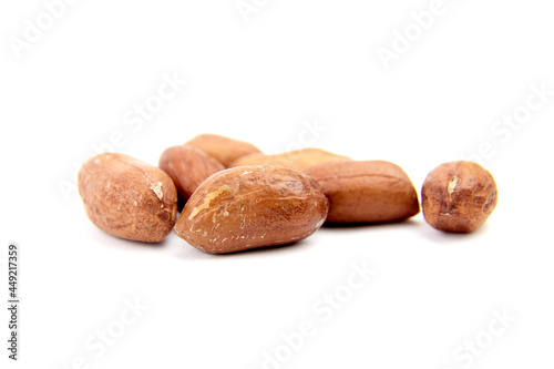 Peanuts isolated on white background. Shelled seeds