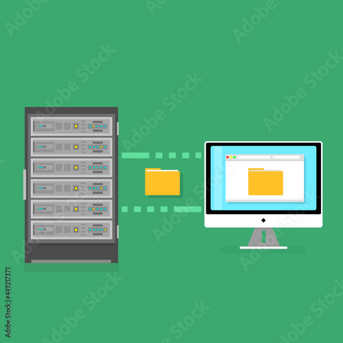 Server Data Transfer to Computer Icon Vector Illustration