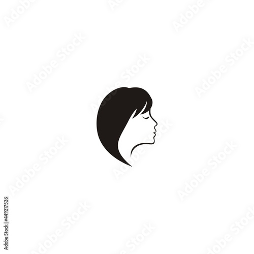 women hair style icon logo women face on white background black gold vector