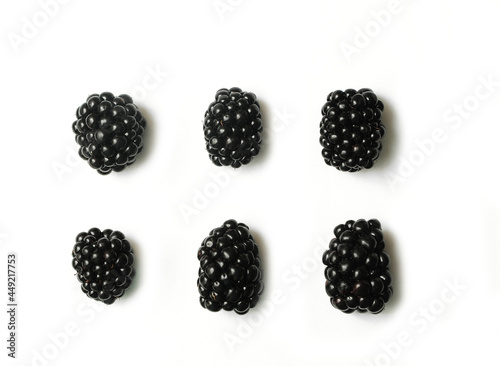 Summer healthy blackberry on white background.