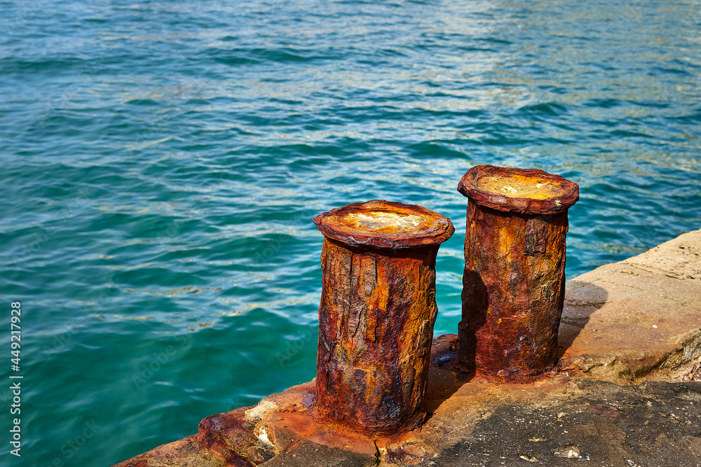 Corrosion of metal. Rusty bollard. Corrosion of metal. Rusty bollard.
