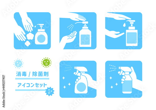 消毒　除菌　手洗い　コロナ　アイコン　セット	