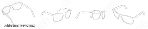 Vector set of 3d glasses spectacles line art