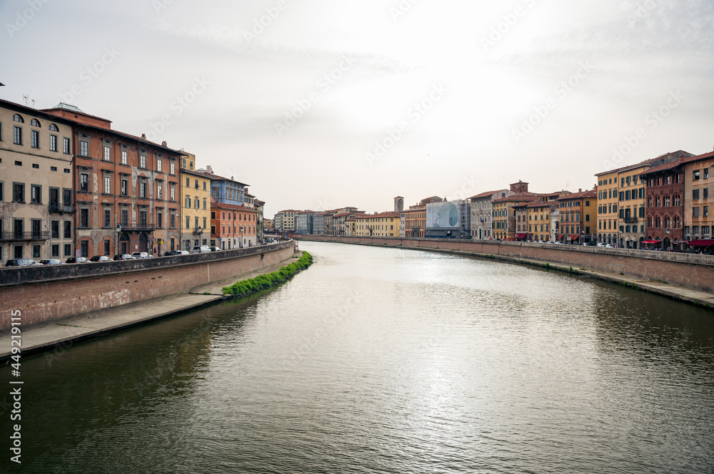 river arno flowing through the oldtown of Pisa, Tuscany