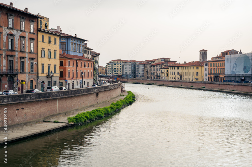 river arno flowing through the oldtown of Pisa, Tuscany