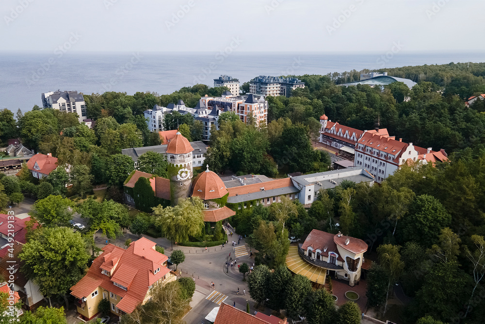 Obraz premium Aerial view of Svetlogorsk town, rissian baltic tourist centre in Kaliningrad