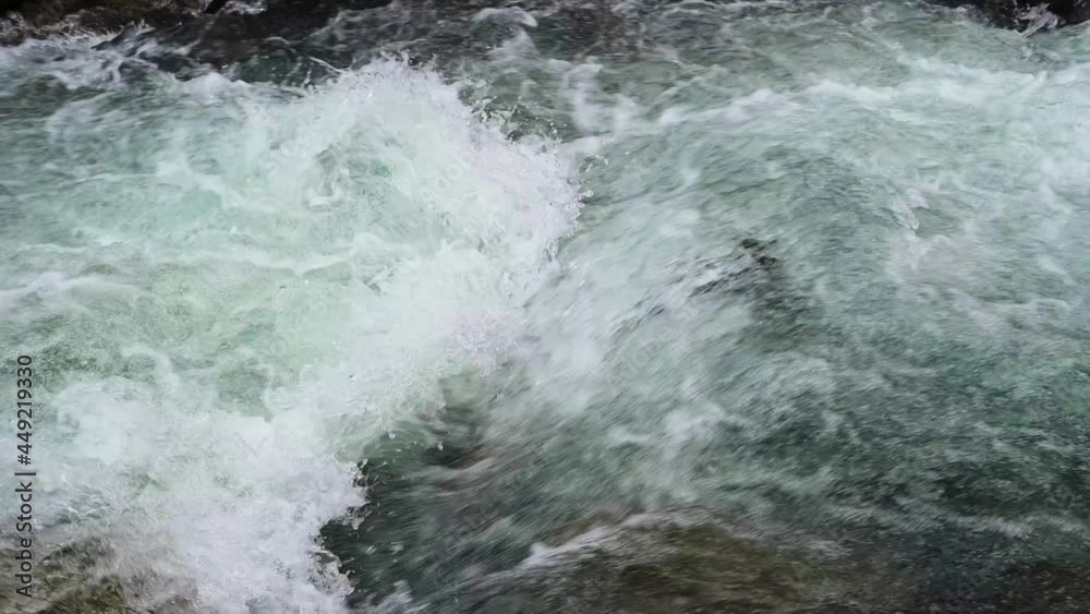 Slow motion of wild clear mountain river , stream flowing through rocks. Close up of river stones with flowing water, clean water flowing in a mountain river Slow motion of wild clear mountain river , stream flowing through rocks. Close up of river stones with flowing water, clean water flowing in a mountain river