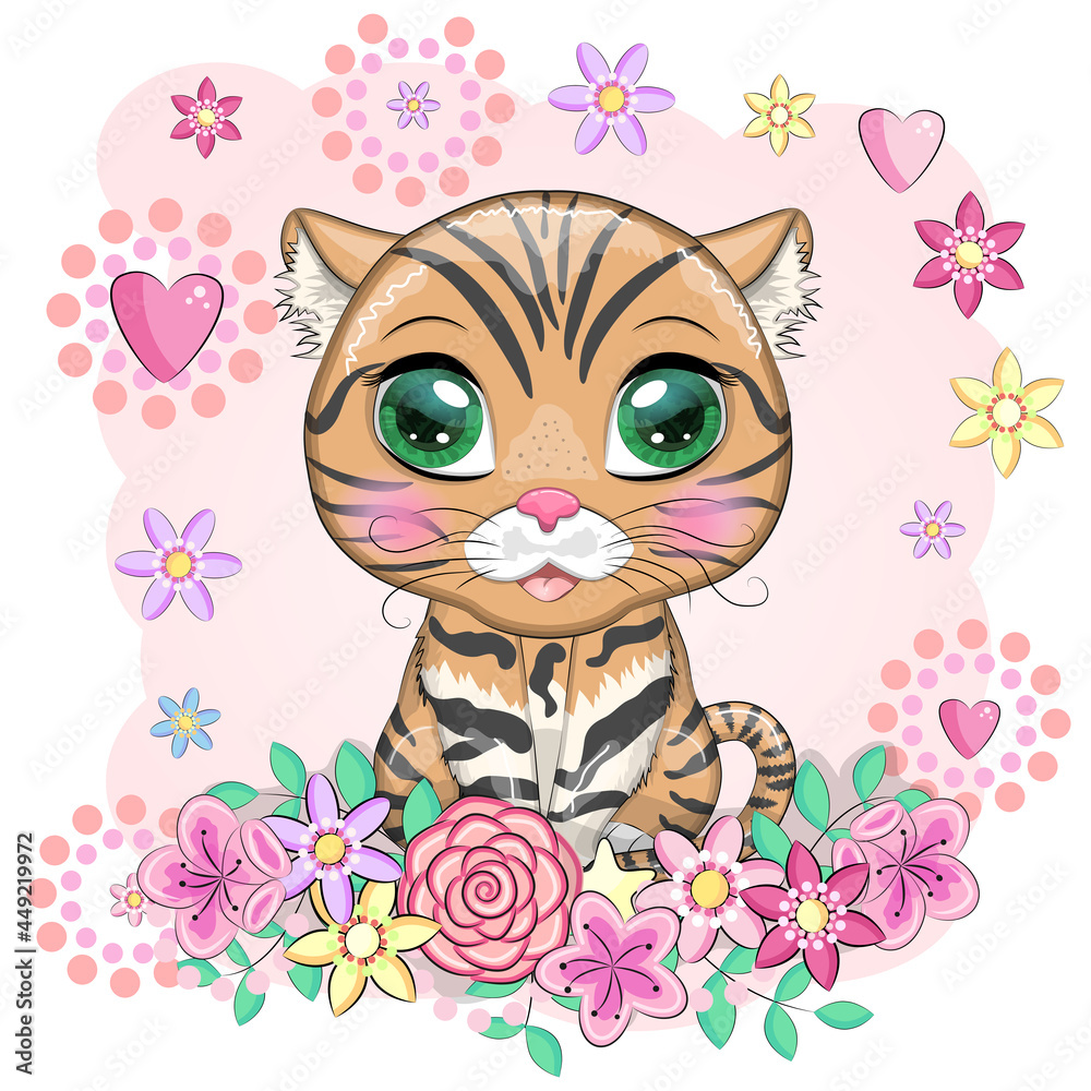 Black footed cat with beautiful eyes in cartoon style Black footed cat with beautiful eyes in cartoon style