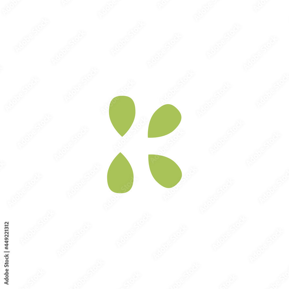 initials alphabet letter K of seed