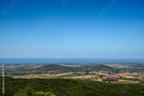 view from the old curtain wall of the picturesque tuscan village of Capalbio