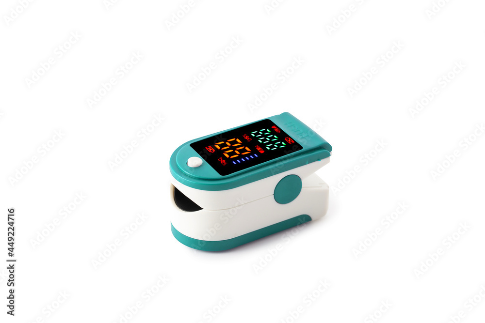 fingertip oxygen meter isolated on white background. fingertip oxygen meter isolated on white background.