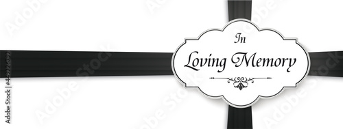 Loving Memory Obituary Emblem Black Ribbon Header
