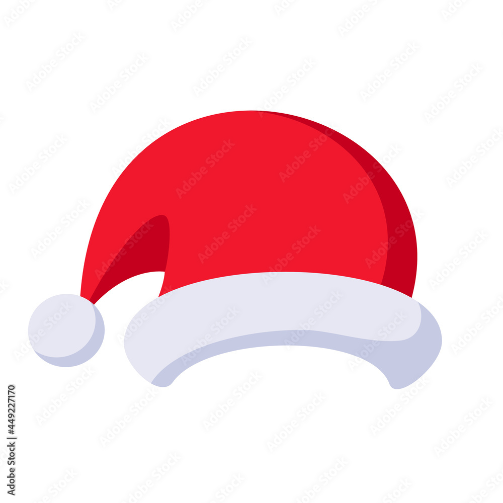 Santa hat isolated object on white background vector illustration in flat style. Christmas or New Year holiday clip art design element. Santa hat isolated object on white background vector illustration in flat style. Christmas or New Year holiday clip art design element.