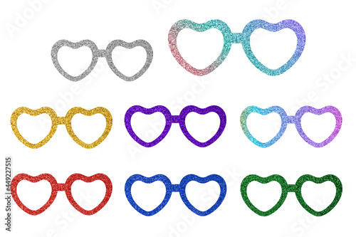 Glasses glitter. Clip art set on white background