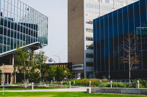 Outdoors at the Millennium Library in downtown Winnipeg, Manitoba, Canada