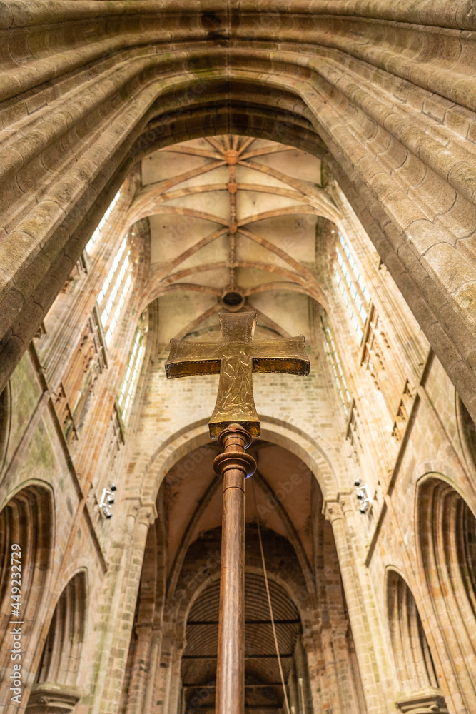 Inside the Mont Saint-Michel Abbey church, Manche department, Normandy region, France