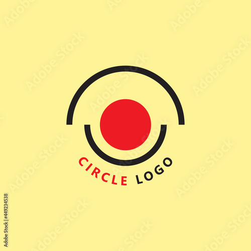 Abstract Geometric Logo, Simple Initial People or Eye Circle Logo. Red and Black Geometric Circular Line. Usable for Business and Branding Logos. Flat Vector Logo Design Template Element.