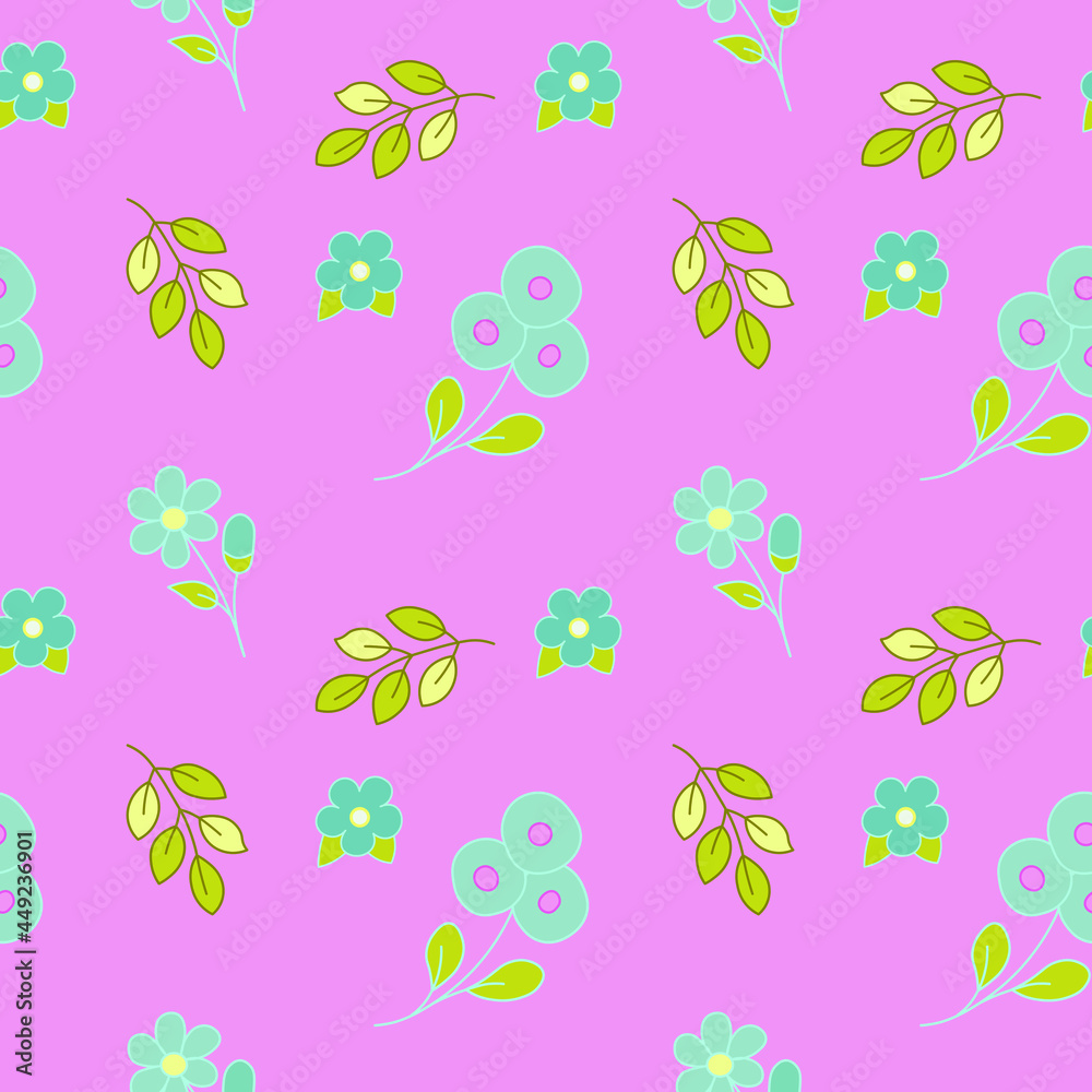 Seamless floral pattern. Flowers and leaves, folk style for textile, wallpaper and wrapping Seamless floral pattern. Flowers and leaves, folk style for textile, wallpaper and wrapping