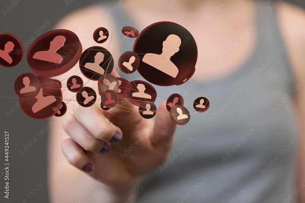 3d network in hand people 3d network in hand people