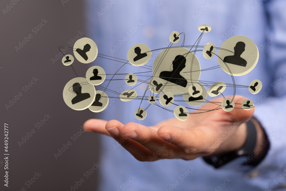 Business people silhouettes network team Business people silhouettes network team