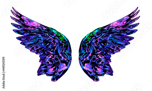 Colourful Abstract Psychedelic Tattooed Angel Wings
