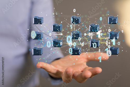 Cloud technology. Polygonal...