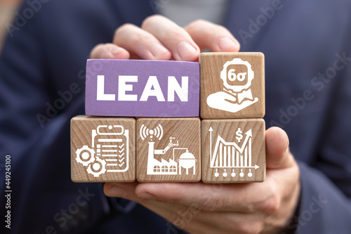 Concept of lean manufacturing. Six sigma, quality control and industrial process improving. photo