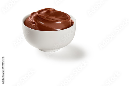 Delicious chocolate mousse with swirl isolated 